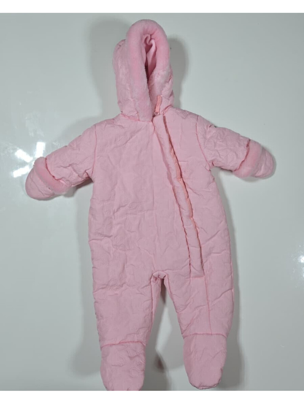 Rothschild Baby Snowsuit – Pink Quilted Hearts Hooded Size 3‑6 M